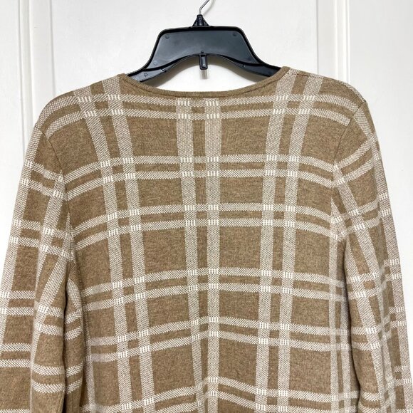 Talbots Textured Open Front Sweater Jacket - Plaid Size L - Picture 6 of 9